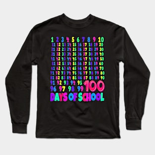 100Th Day Of School Teacher Kids 100 Days Math Numbers Long Sleeve T-Shirt